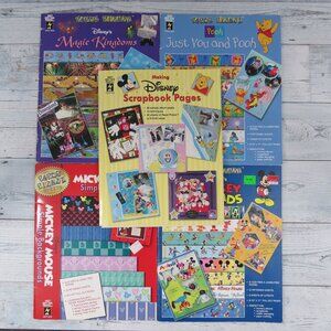 5 Disney Scrapbooking Character Print Paper Sheets Pages Cutouts Book Lot